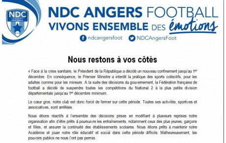 Période de confinement : le communiqué du club