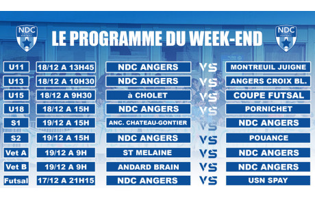 Programme du week-end : les seniors en coupe, les jeunes en championnat