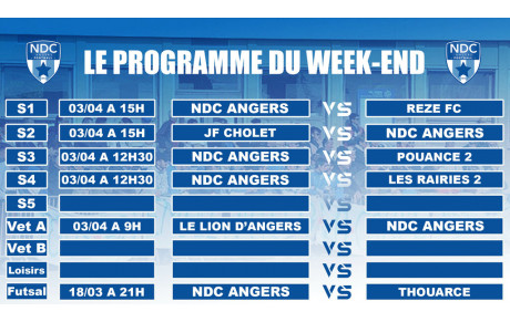 Le planning de ce premier week-end d'avril !